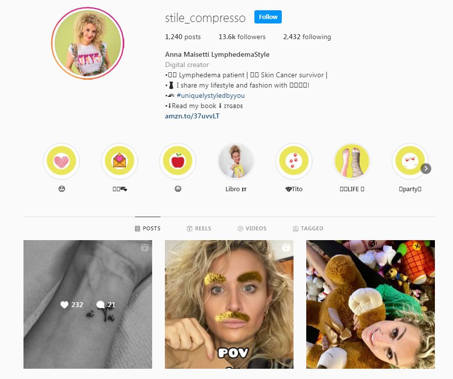 stile compresso instagram linfedema 