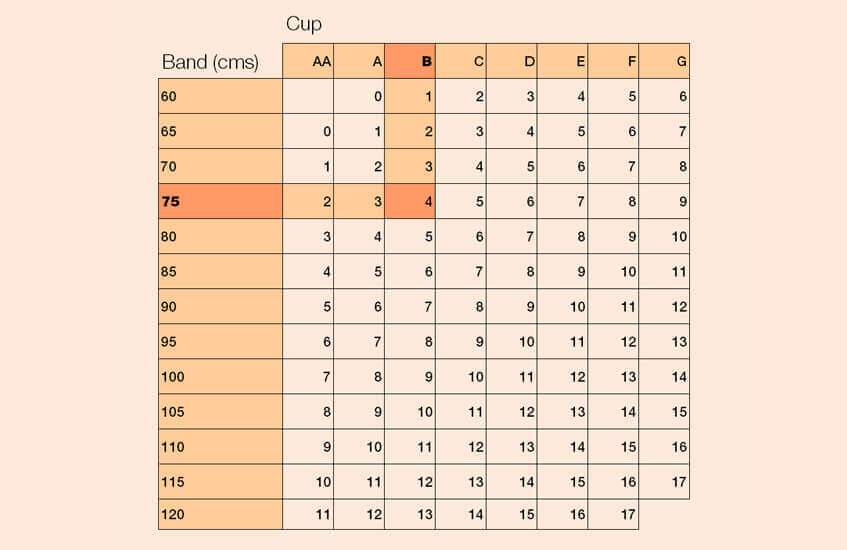 Amoena Breast Form Sizing Chart