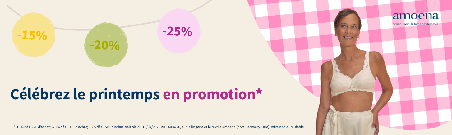 Célébrez le printemps ! Profitez de -15%; -20%; -25% sur tout le textile Amoena Célébrez le printemps ! Profitez de -15%; -20%; -25% sur tout le textile Amoena