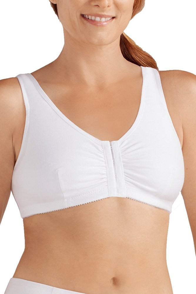 Lison Post-Surgery Mastectomy Bra with straps - White - front closure