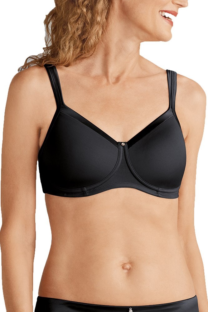 Lara Satin Padded Wire-Free Post-Mastectomy Bra - black | | Amoena