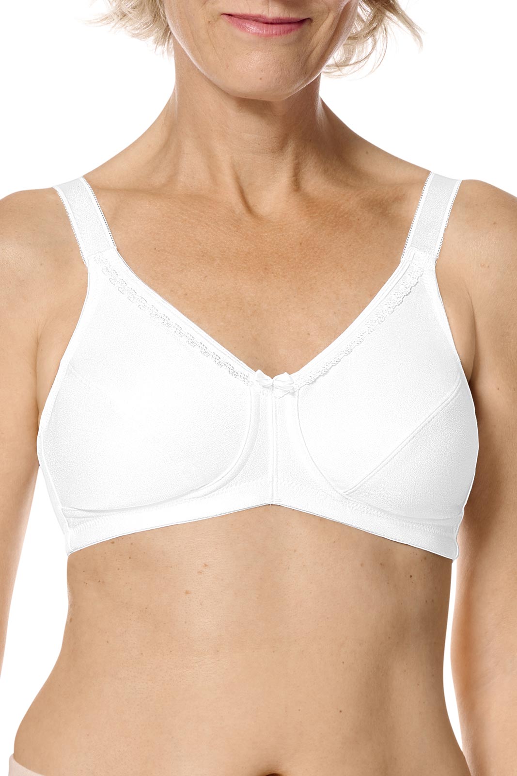 Amoena Jasmin Soft Cup Non Wired Cotton Pocketed Mastectomy Bra - WHITE -  34AA
