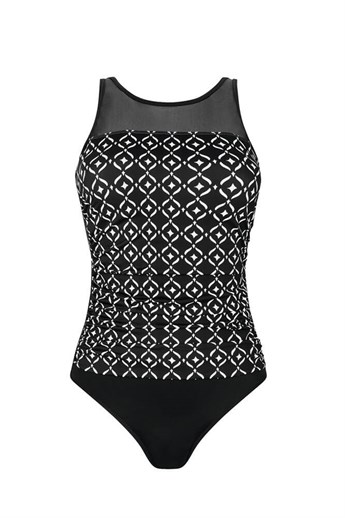 Asian Garden Half-Bodice High Neck Swimsuit - mastectomy swimwear