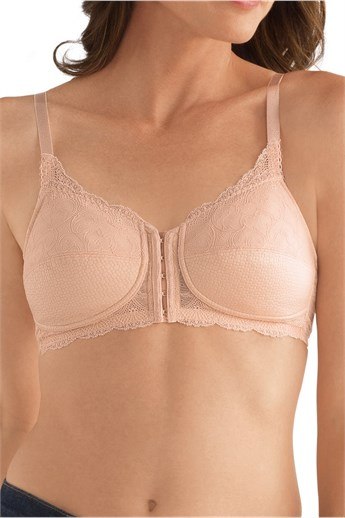 Ellen Wire-Free Bra - lacy front and back closure bra
