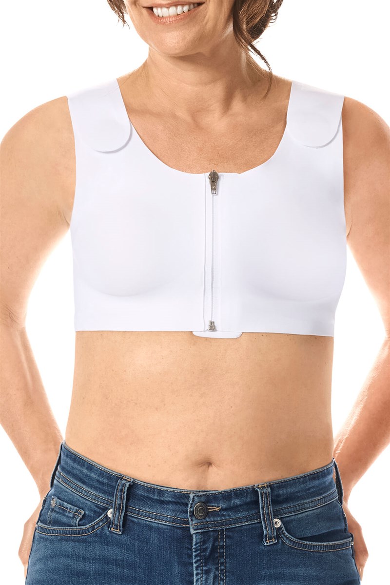 Lymph Flow Wire Free Front Closure Mastectomy Bra - white, CuraLymph  Recovery wear, Amoena USA