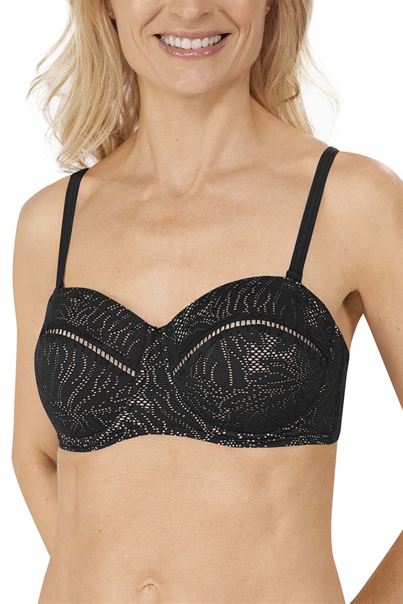 Palma Padded Underwire Bandeau Bikini Top - black