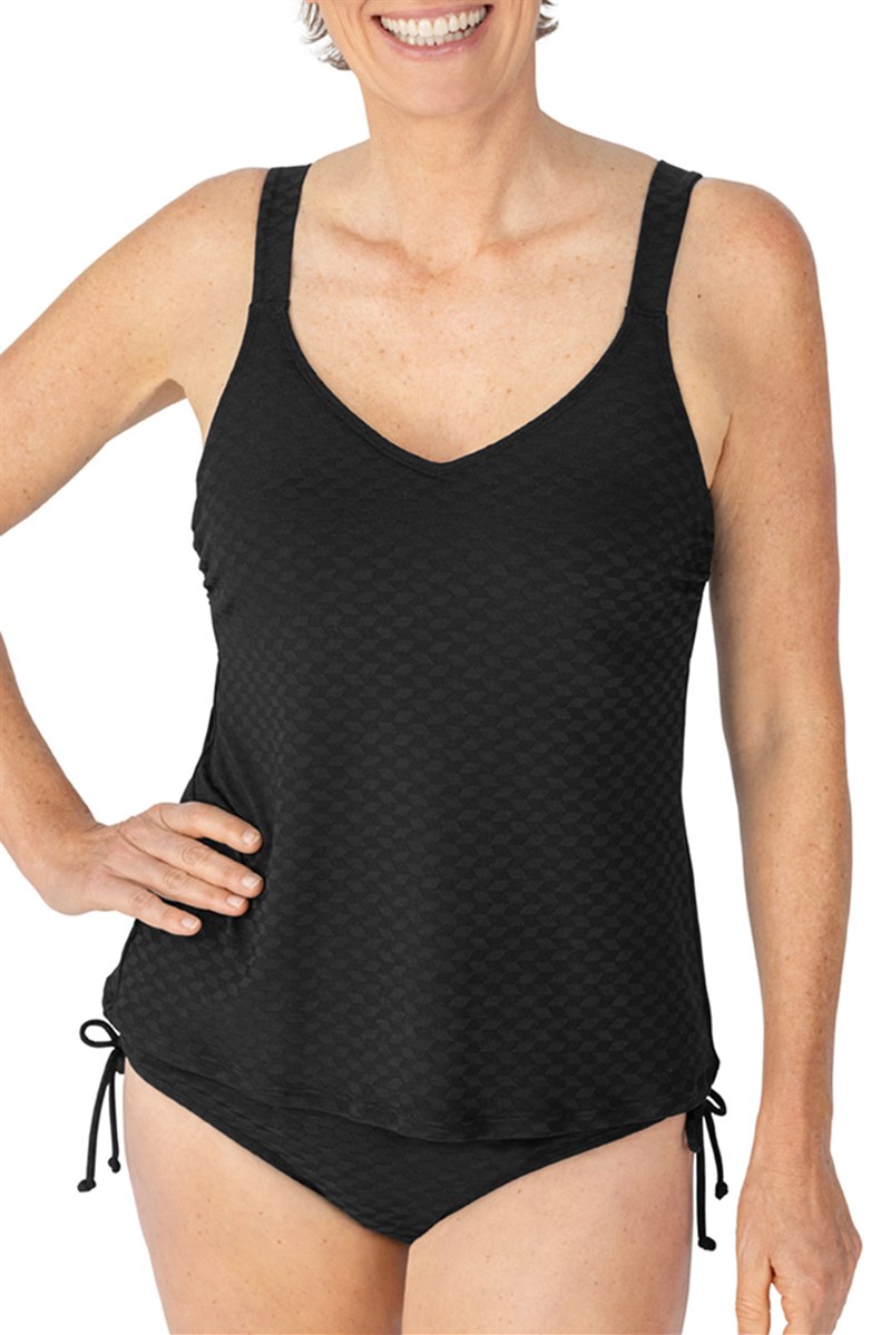 rør Sandet Gentage sig Forever Retro Tankini Swim Top - black | Pocketed Mastectomy Swimwear |  Amoena Australia | Amoena USA