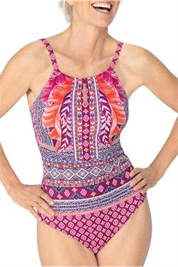 Boho Vibes One-Piece High Neck Swimsuit - one piece swimsuit - 71558