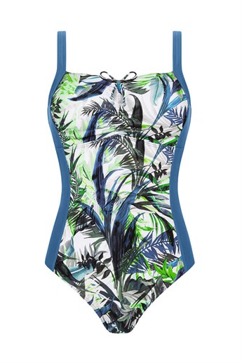Modern Jungle Half Bodice Swimsuit - modern one-piece pocketed half bodice swimsuit - 71486